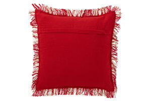 J-LINE KUSSEN GERUIT KATOEN KERST ROOD/WIT