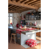 J-LINE KUSSEN GERUIT KATOEN KERST ROOD/WIT