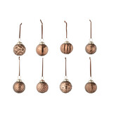 J-LINE DOOS VAN 40 KERSTBALLEN 8 PATRONEN GLAS BRUIN