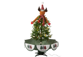 J-LINE BOOM LED SNEEUWENDE HERTEN IJZER KERST ROOD/GROEN