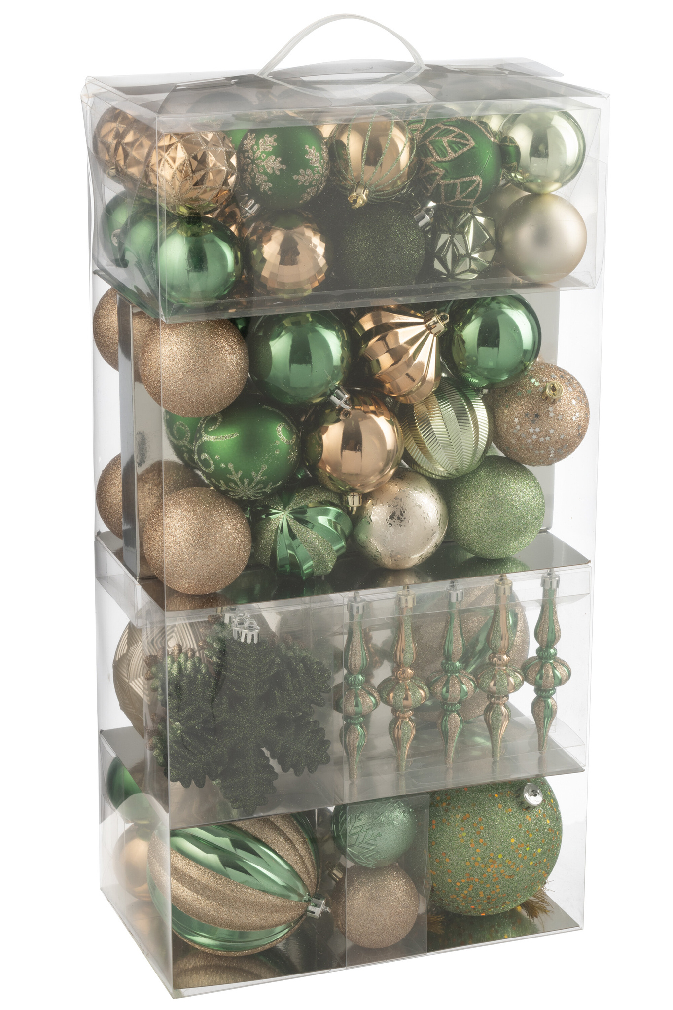 J-LINE DOOS VAN 80 KERSTBALLEN PLASTIC MINTGROEN/ECRU