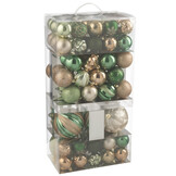 J-LINE DOOS VAN 80 KERSTBALLEN PLASTIC MINTGROEN/ECRU