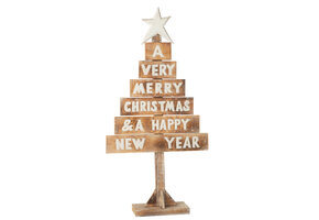 J-LINE KERSTBOOMSTER ALBASIA HOUT NATUURLIJK/WIT