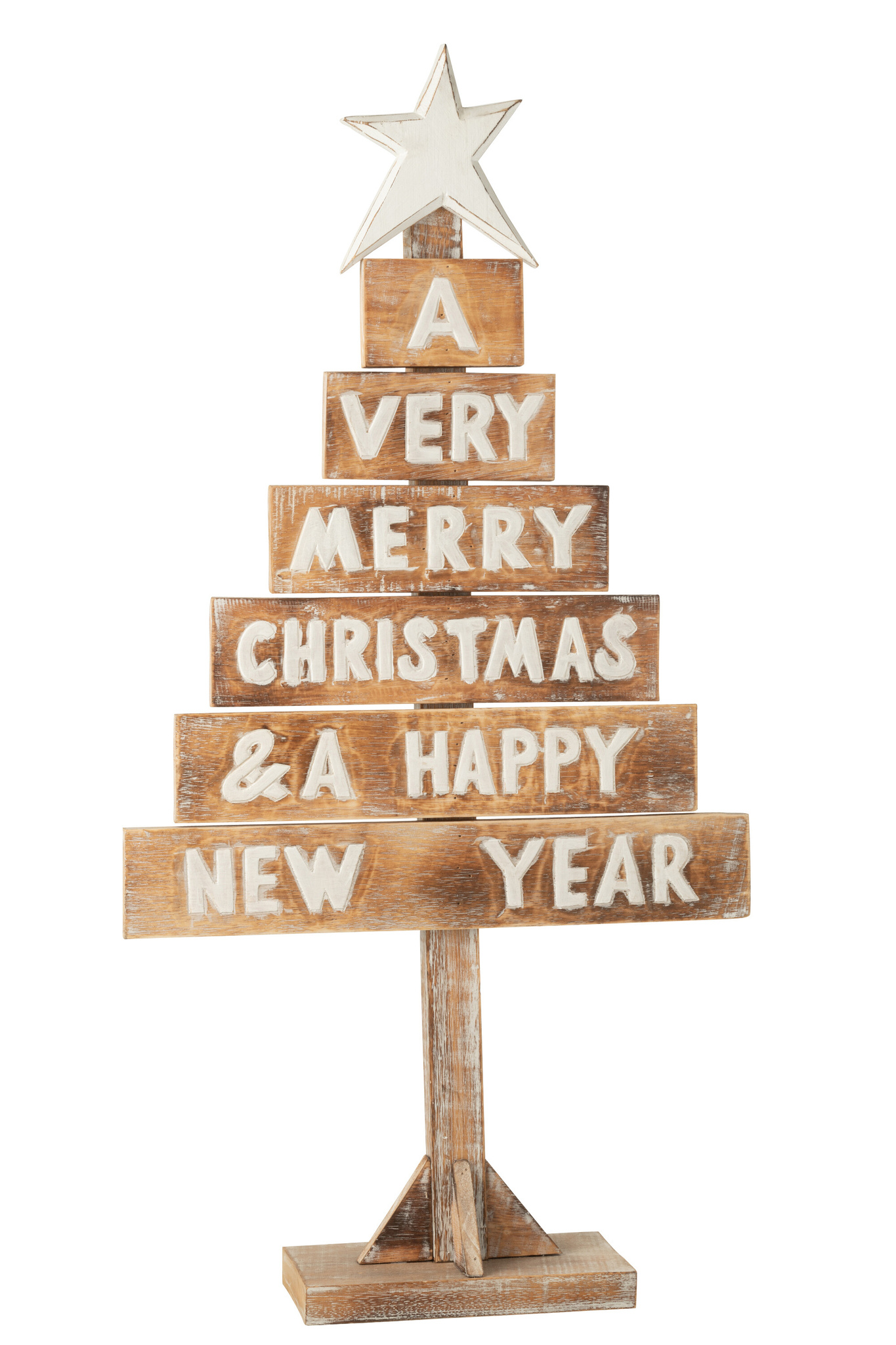 J-LINE KERSTBOOMSTER ALBASIA HOUT NATUURLIJK/WIT