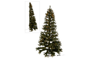 J-LINE KERSTBOOM + LED-VERLICHTING HALF WAND PLASTIC GROEN
