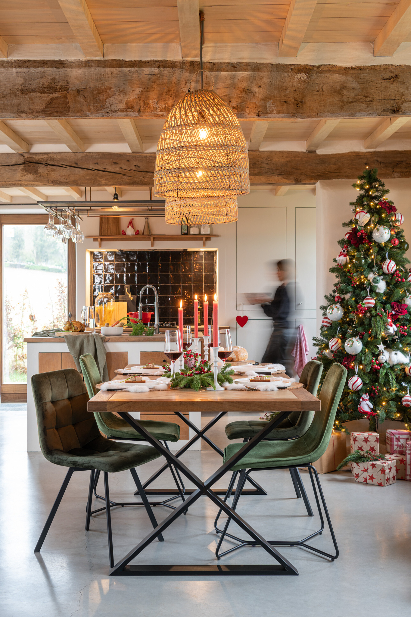 J-LINE KERSTBOOM + LED-VERLICHTING HALF WAND PLASTIC GROEN