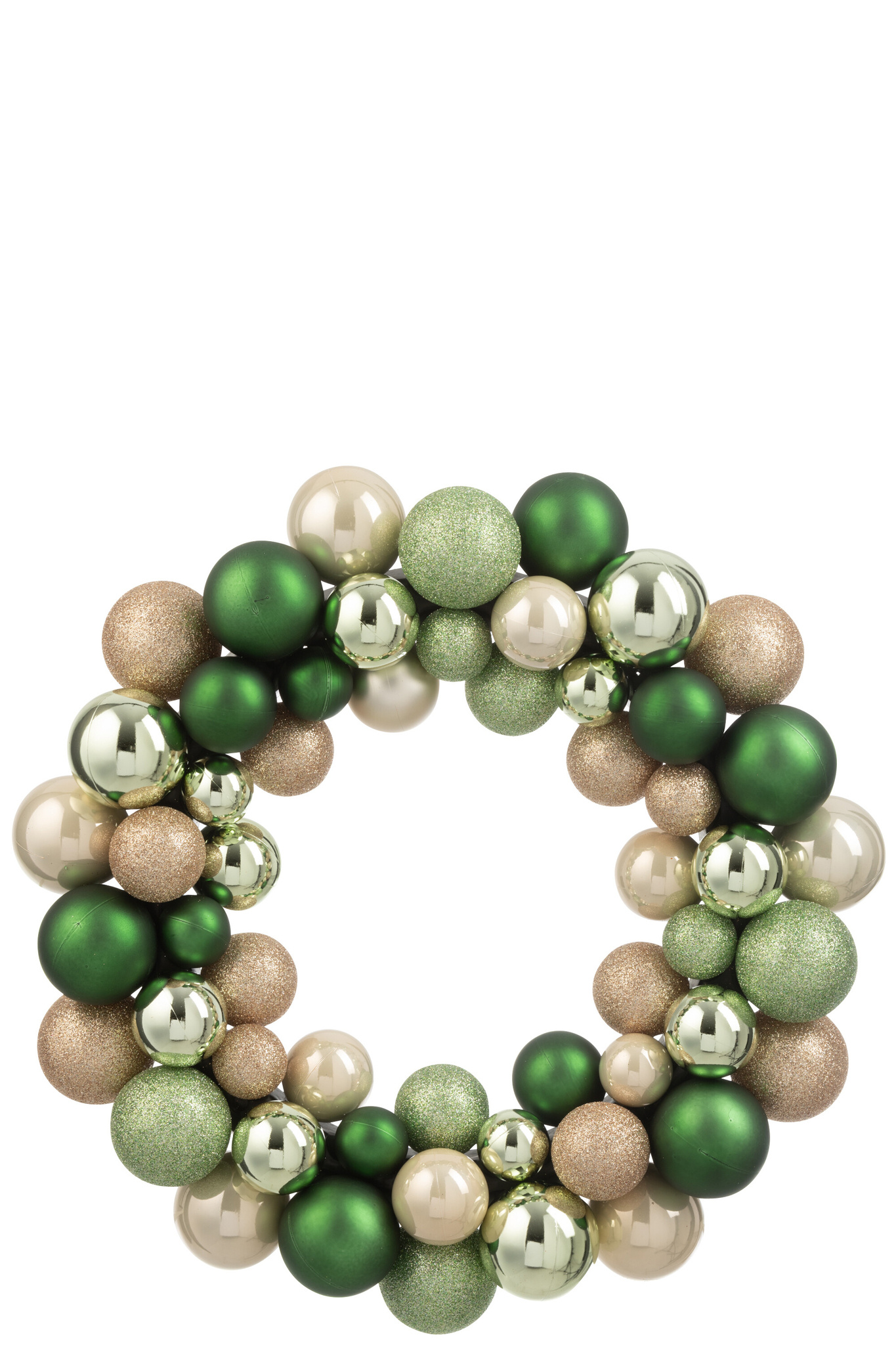 J-LINE KRANS KERSTBALLEN KUNSTSTOF MINTGROEN/ECRU