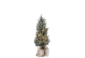J-LINE KERSTBOOM + LED + POT JUTE PLASTIC SNEEUW GROEN MEDIUM