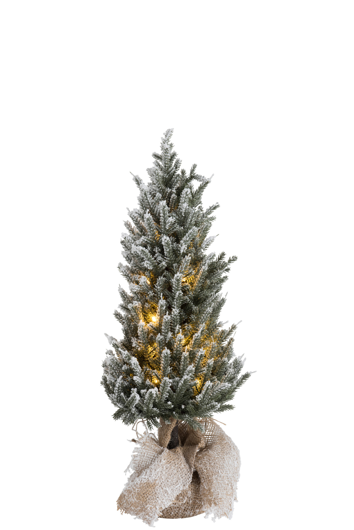 J-LINE KERSTBOOM + LED + POT JUTE PLASTIC SNEEUW GROEN MEDIUM