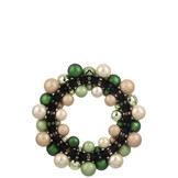 J-LINE KRANS KERSTBALLEN KUNSTSTOF MINTGROEN/ECRU