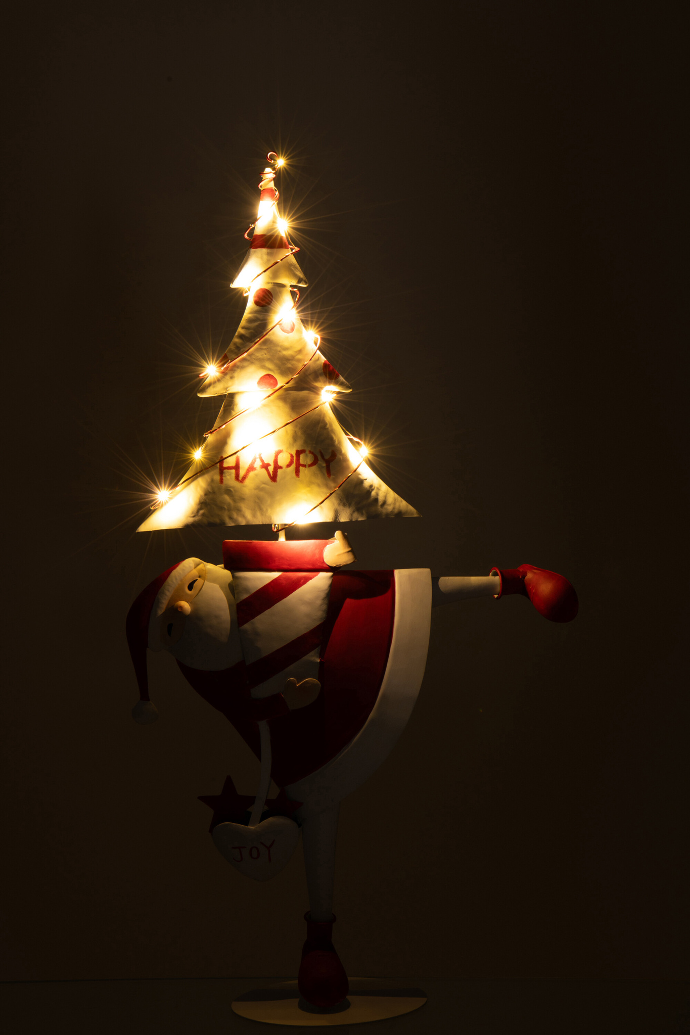 J-LINE KERSTMAN LED BOOM IJZER KERST ROOD/WIT GROOT