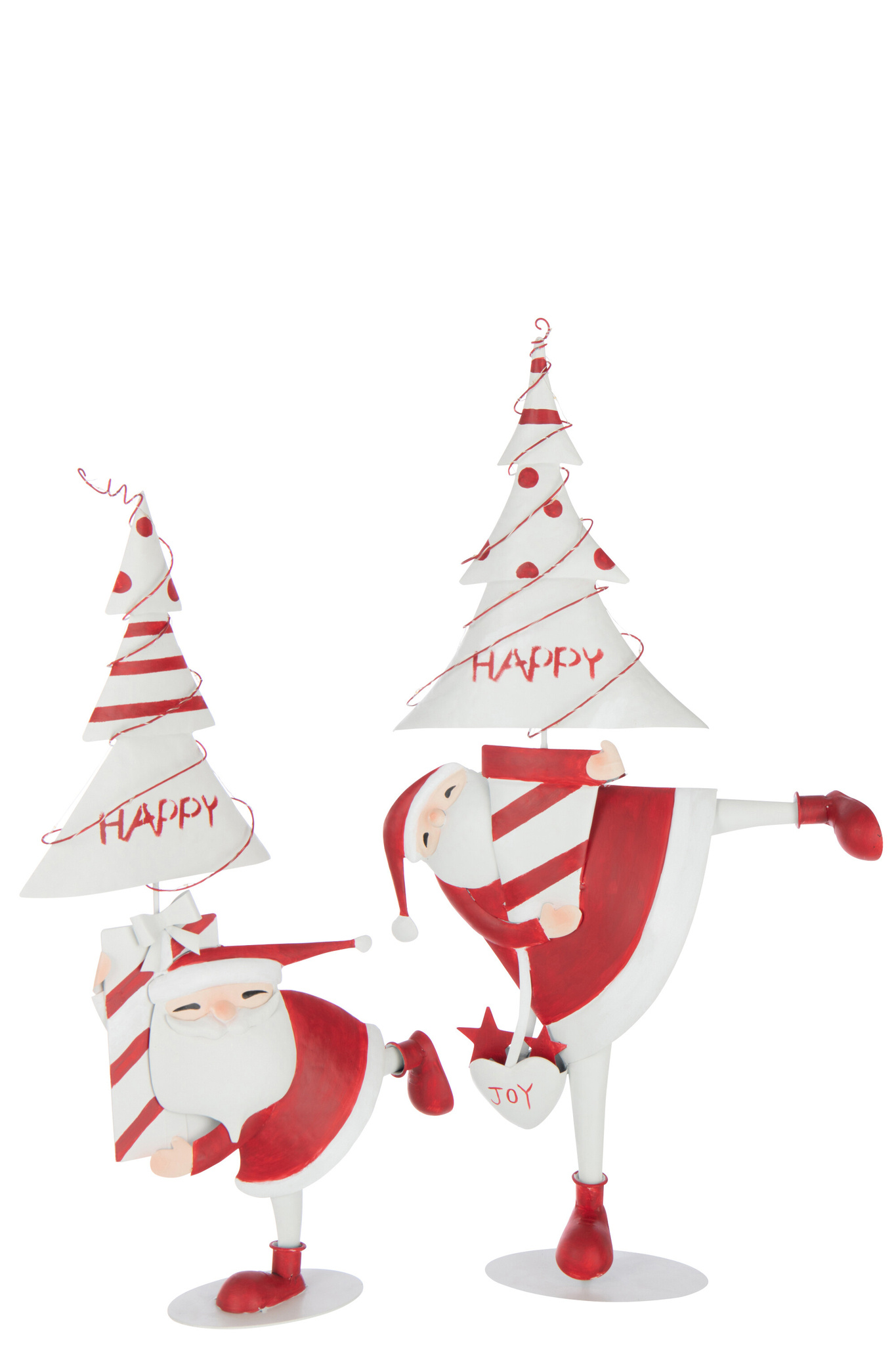 J-LINE KERSTMAN LED BOOM IJZER KERST ROOD/WIT GROOT