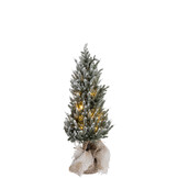 J-LINE KERSTBOOM + LED + POT JUTE PLASTIC SNEEUW GROEN MEDIUM
