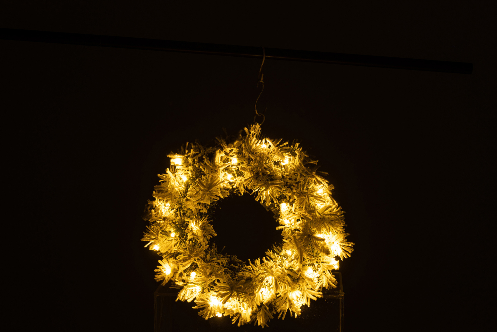 J-LINE KERSTKRANS + LED WARM WIT PLASTIC SNEEUWGROEN KLEIN