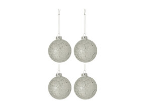 J-LINE DOOS VAN 4 KERSTBALLEN STERREN GLAS ZILVER MEDIUM