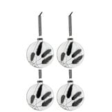 J-LINE DOOS VAN 4 KERSTBALLEN ROND PLAT GEDROOGD HARETAIL ZWART GLAS TRANSPARANT MEDIUM