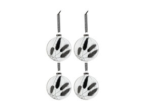 J-LINE DOOS VAN 4 KERSTBALLEN ROND PLAT GEDROOGD HARETAIL ZWART GLAS TRANSPARANT MEDIUM