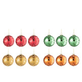 J-LINE DOOS VAN 12 KERSTBALLEN 3+3+3+3 PARELS GLAS GOUD/ROOD/ORANJE/GROEN KLEIN