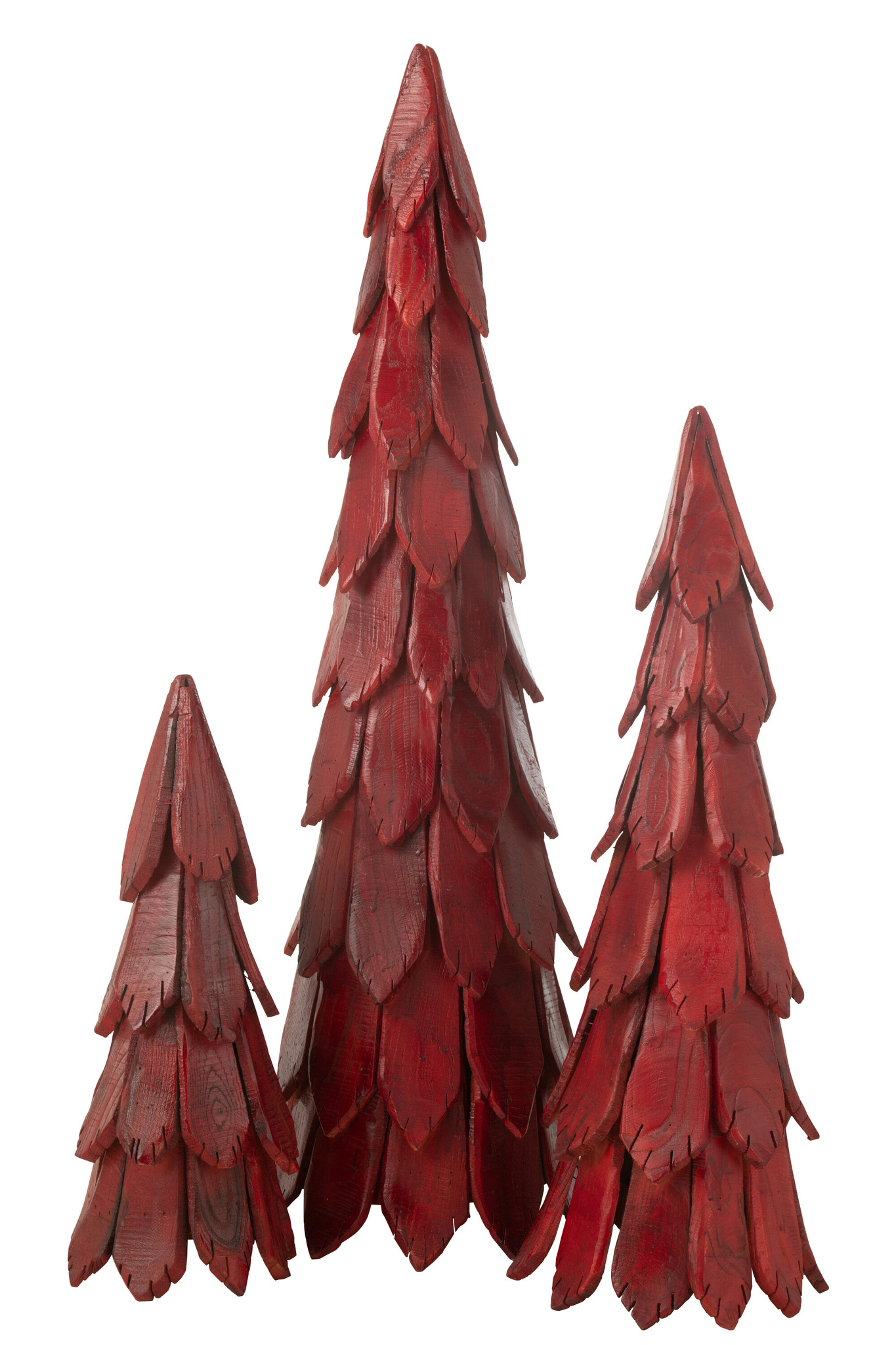 J-LINE KERSTBOOMSTUKKEN HOUT ROOD GROOT
