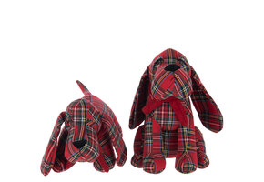 J-LINE DEURSTOPPER HOND GERUIT POLYESTER KERST ROOD/DONKERGROEN ASSORTIMENT VAN 2