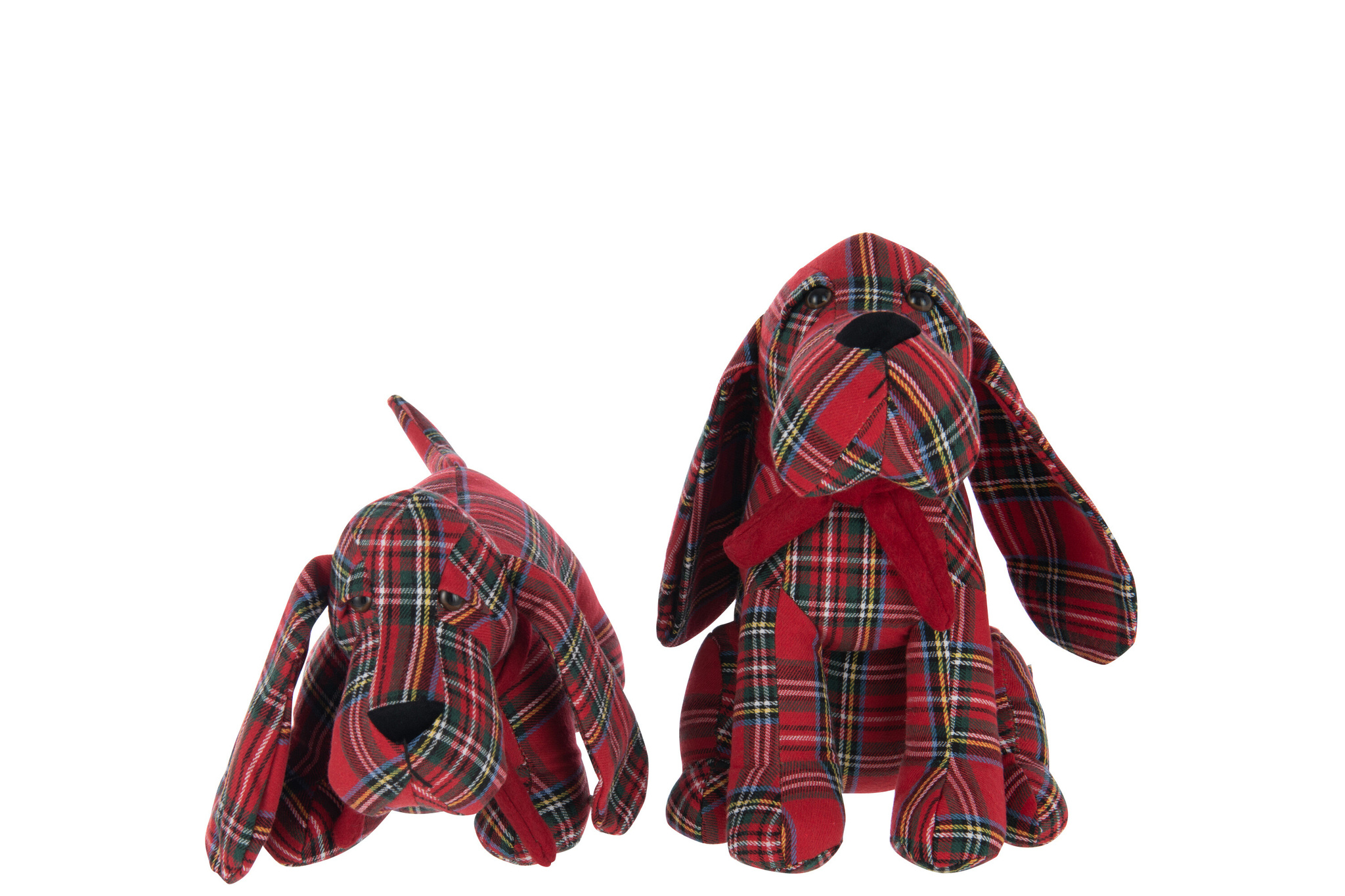 J-LINE DEURSTOPPER HOND GERUIT POLYESTER KERST ROOD/DONKERGROEN ASSORTIMENT VAN 2