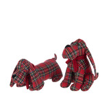 J-LINE DEURSTOPPER HOND GERUIT POLYESTER KERST ROOD/DONKERGROEN ASSORTIMENT VAN 2