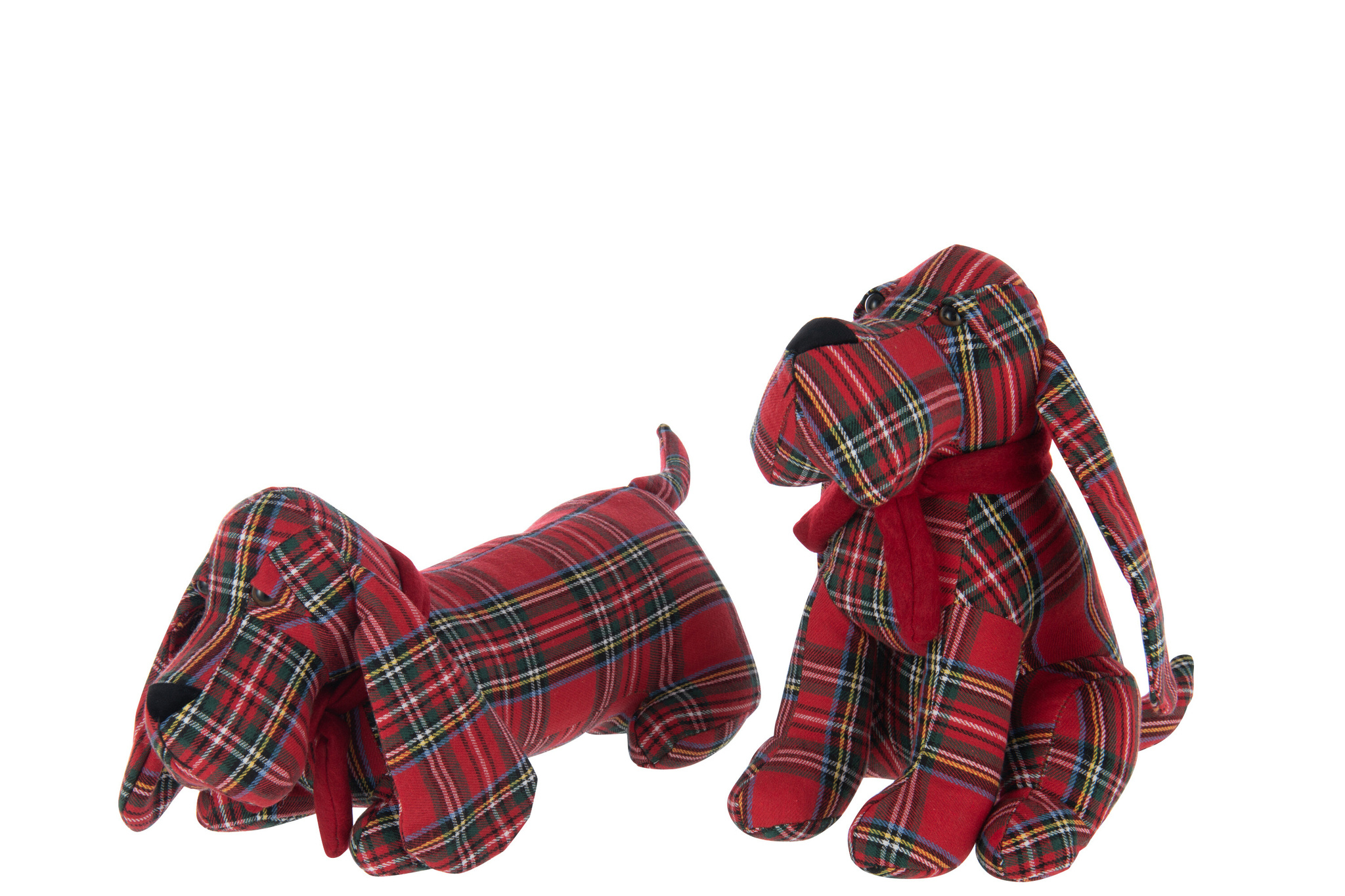 J-LINE DEURSTOPPER HOND GERUIT POLYESTER KERST ROOD/DONKERGROEN ASSORTIMENT VAN 2