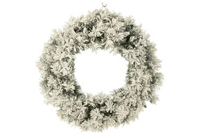 J-LINE KERSTKRANS + LED WARM WIT PLASTIC SNEEUW GROEN GROOT