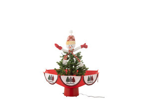 J-LINE BOOM LED SNEEUWENDE SNEEUWPOP IJZER KERST ROOD/GROEN