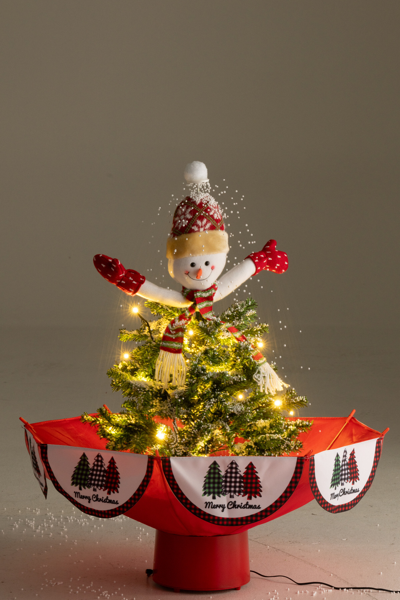 J-LINE BOOM LED SNEEUWENDE SNEEUWPOP IJZER KERST ROOD/GROEN