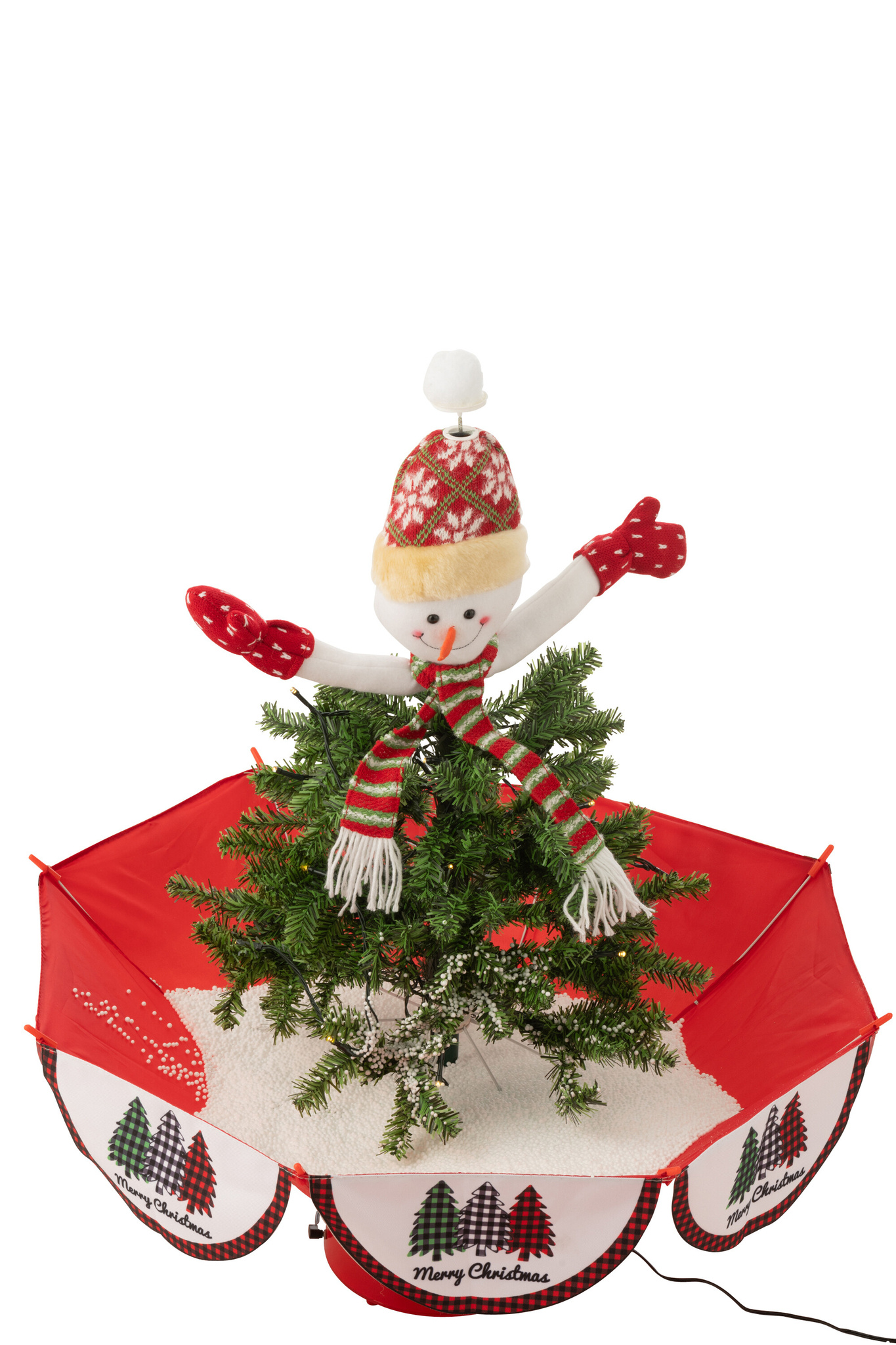 J-LINE BOOM LED SNEEUWENDE SNEEUWPOP IJZER KERST ROOD/GROEN