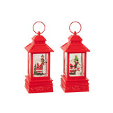 J-LINE WATER GLOBE LANTAARN KERSTMAN PLASTIC KERST ROOD – ASSORTIMENT VAN 2