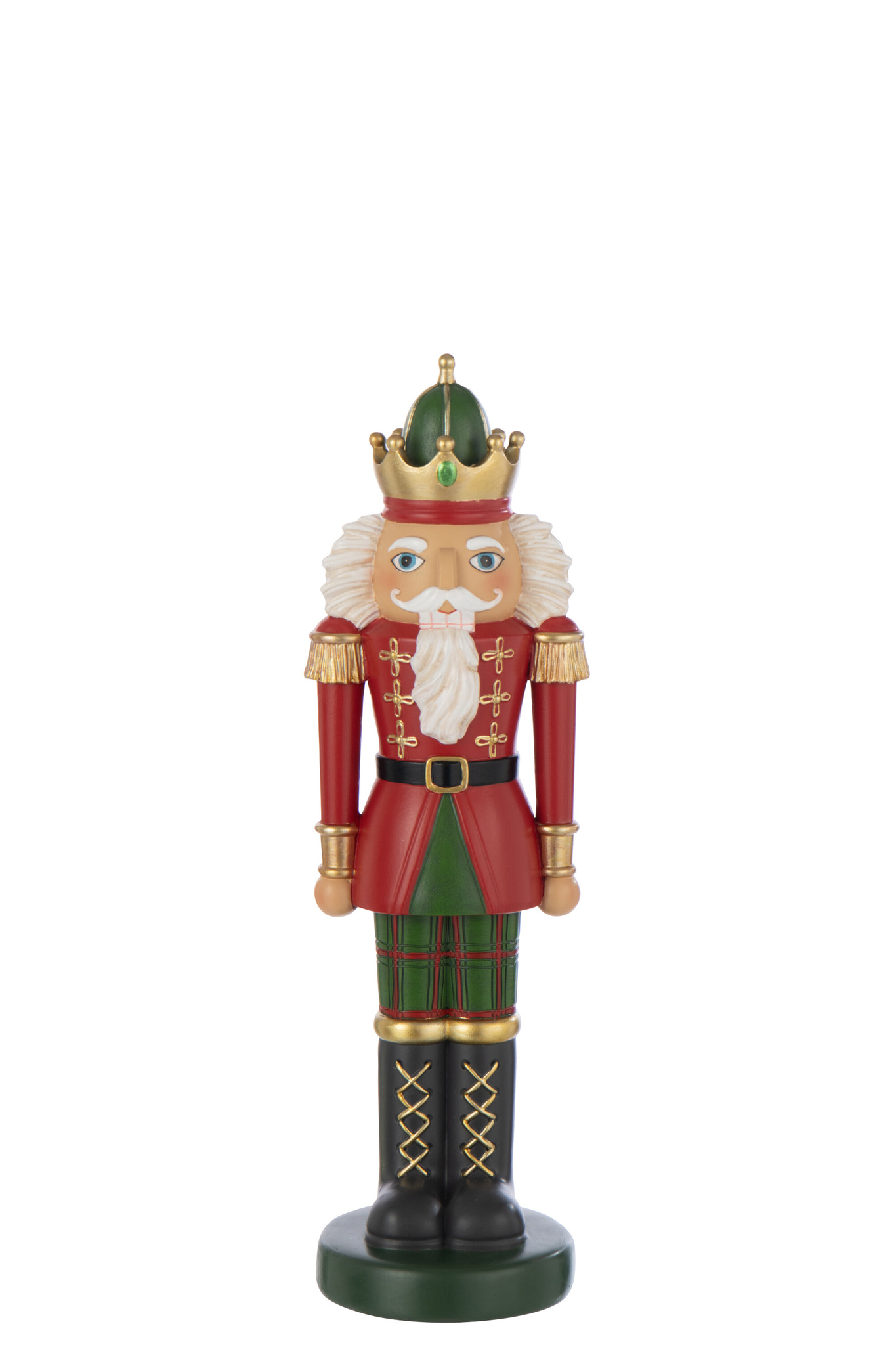 J-LINE NOTENKRAKER OP VOET LIMEPOEDER KERST ROOD/DONKERGROEN GROOT