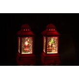 J-LINE WATER GLOBE LANTAARN KERSTMAN PLASTIC KERST ROOD – ASSORTIMENT VAN 2