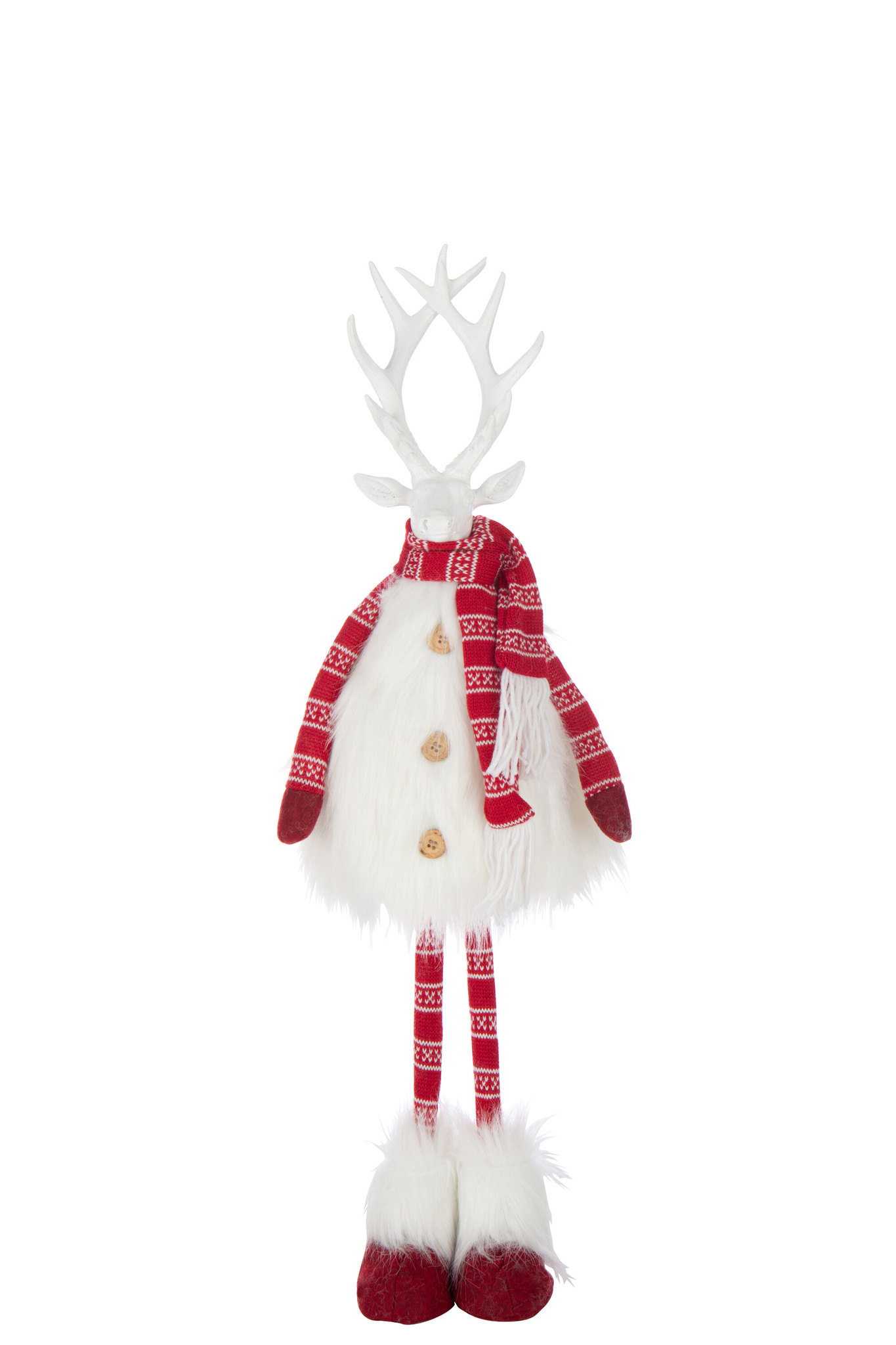 J-LINE HERTENBONT + SJAAL POLYESTER WIT/KERST ROOD MEDIUM