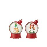 J-LINE HANGER WATER GLOBE GINGERMAN + SANTA CLAUS PLASTIC KERST ROOD (ASSORTIMENT VAN 2)