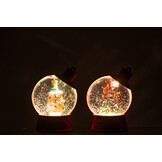 J-LINE HANGER WATER GLOBE GINGERMAN + SANTA CLAUS PLASTIC KERST ROOD (ASSORTIMENT VAN 2)