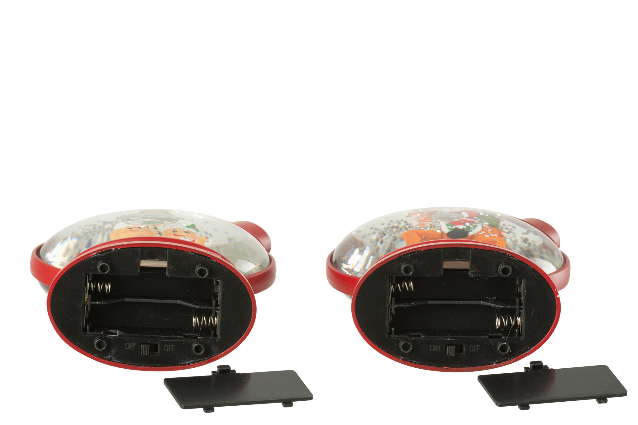 J-LINE HANGER WATER GLOBE GINGERMAN + SANTA CLAUS PLASTIC KERST ROOD (ASSORTIMENT VAN 2)