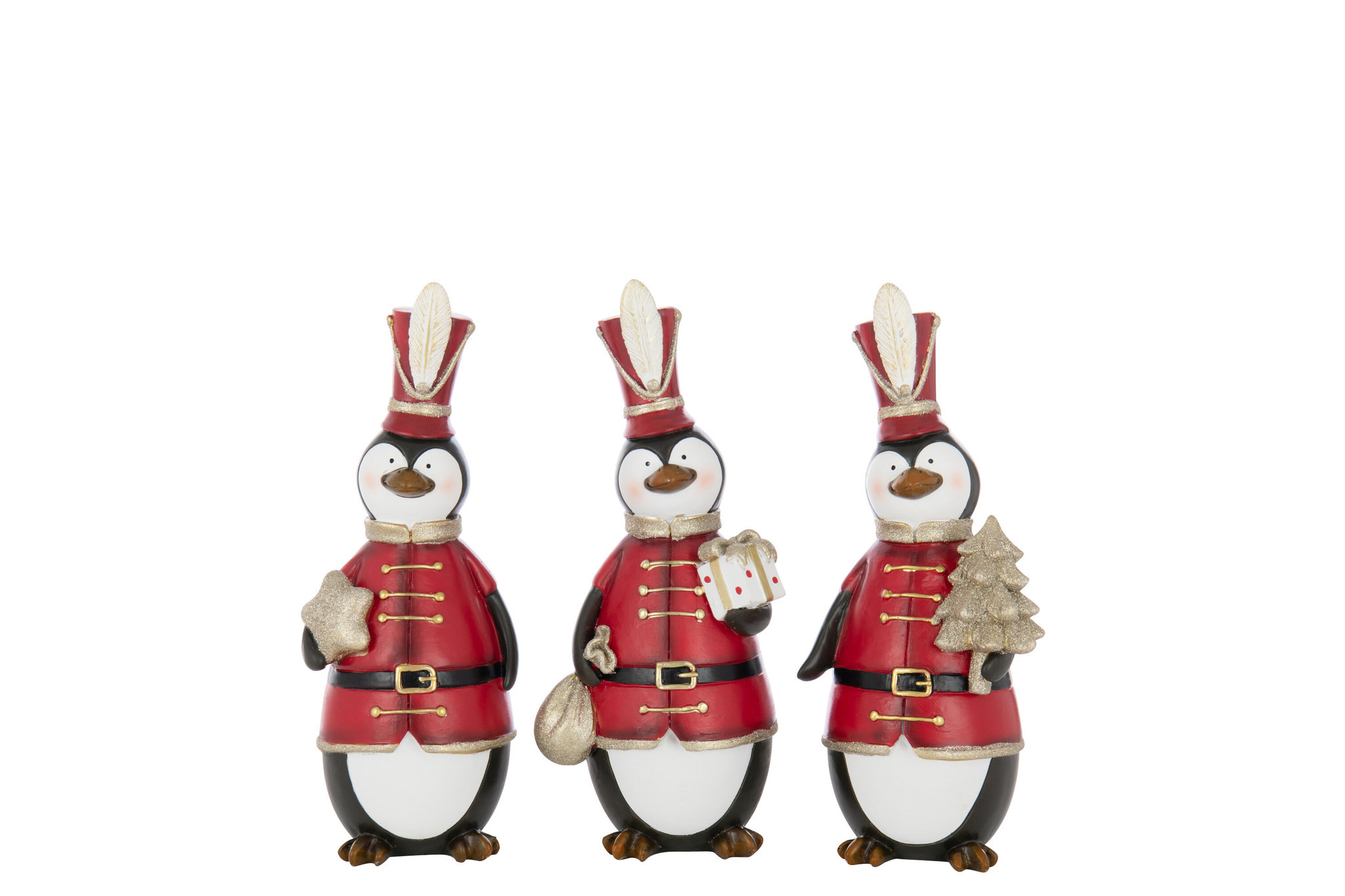 J-LINE PINGUÏN KERST POLYRESIN MULTICOLOR GROOT (ASSORTIMENT VAN 3)