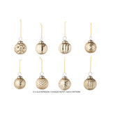 J-LINE DOOS VAN 40 KERSTBALLEN 8 PATRONEN GLAS GOUDKLEURIG