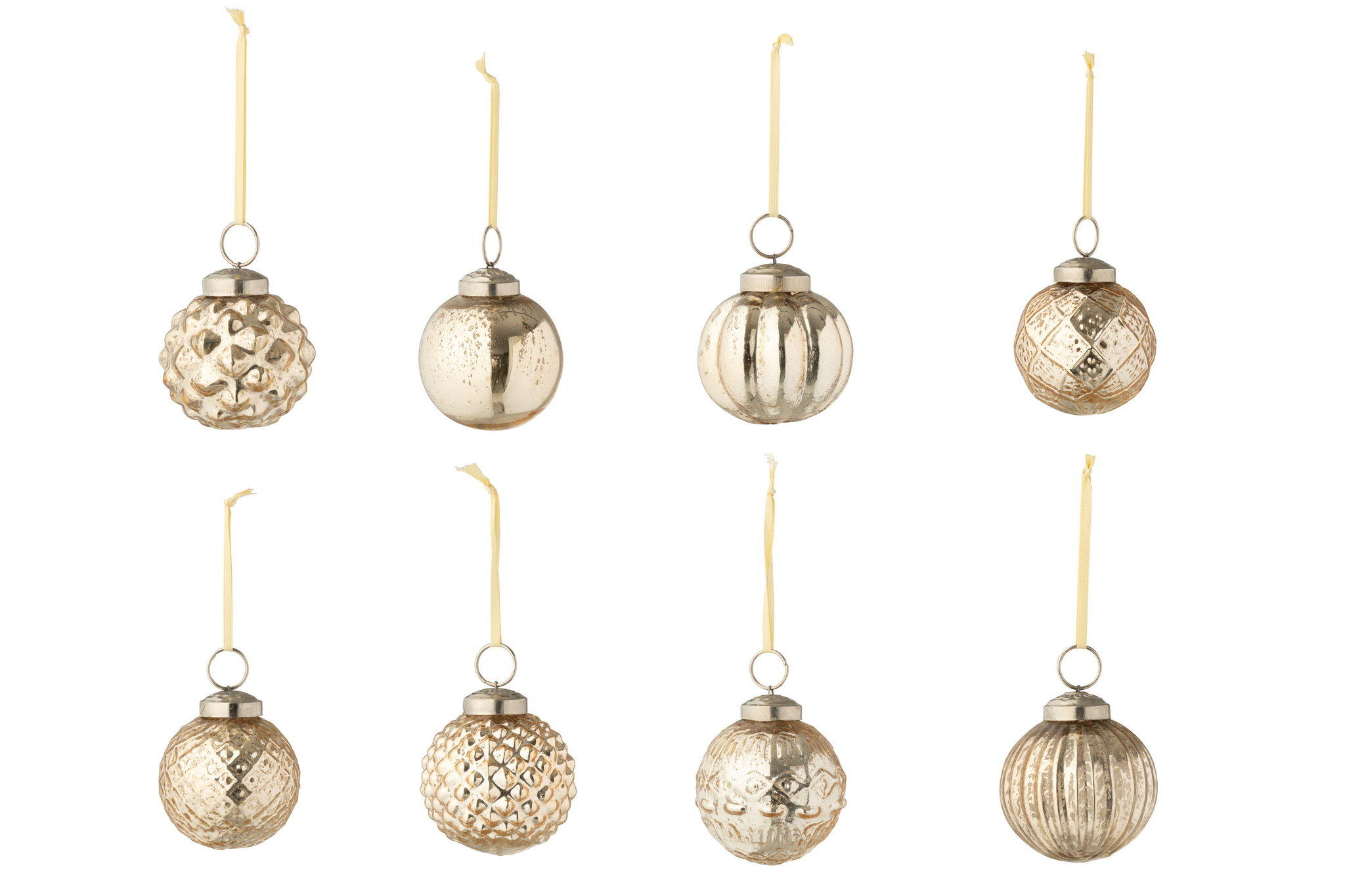 J-LINE DOOS VAN 40 KERSTBALLEN 8 PATRONEN GLAS GOUDKLEURIG