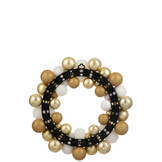 J-LINE KRANS KERSTBALLEN PLASTIC WIT/GOUDKLEURIG