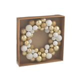 J-LINE KRANS KERSTBALLEN PLASTIC WIT/GOUDKLEURIG