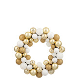 J-LINE KRANS KERSTBALLEN PLASTIC WIT/GOUDKLEURIG