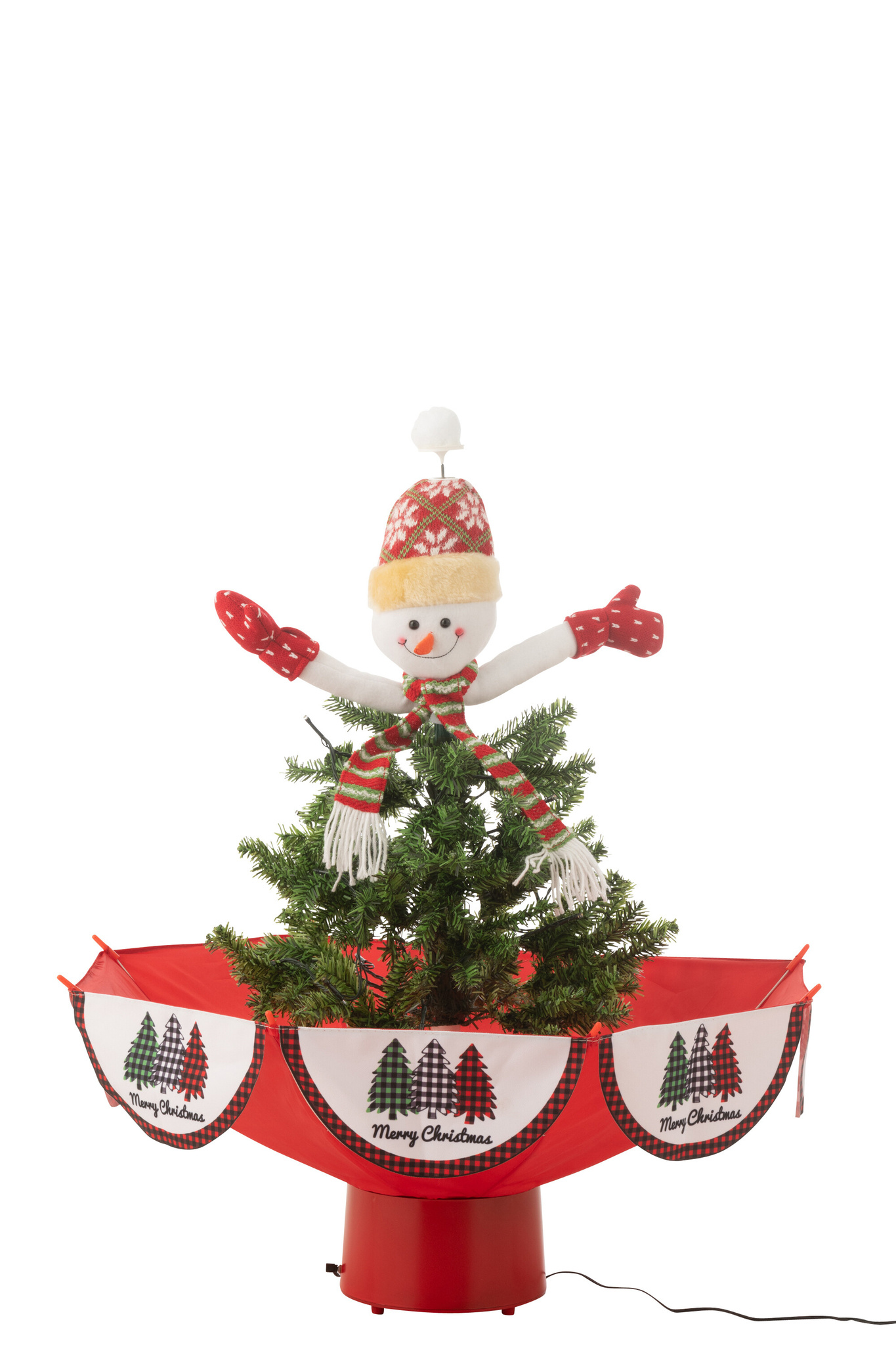 J-LINE BOOM LED SNEEUWENDE SNEEUWPOP IJZER KERST ROOD/GROEN