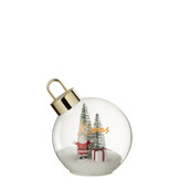 J-LINE KERSTBAL MET LED-VERLICHTING KERSTMAN GLAS WIT/ROOD GROOT