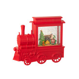 J-LINE WATER GLOBE LOCOMOTIVE PLASTIC CHRISTMAS RED