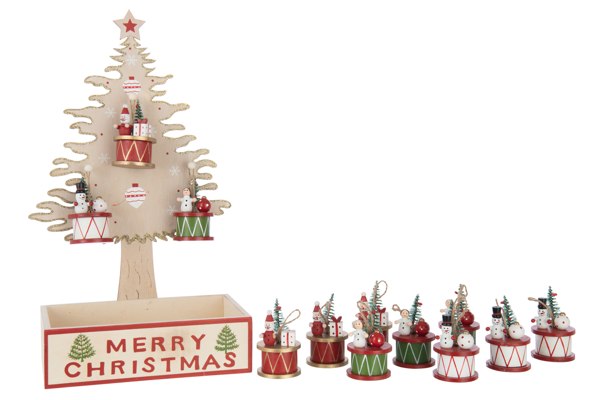 J-LINE BOOM + HANGERS + OPBERGING BERKENHOUT NATUURLIJK/KERST ROOD