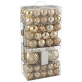 J-LINE DOOS MET 80 KERSTBALLEN PLASTIC BEIGE/ECRU