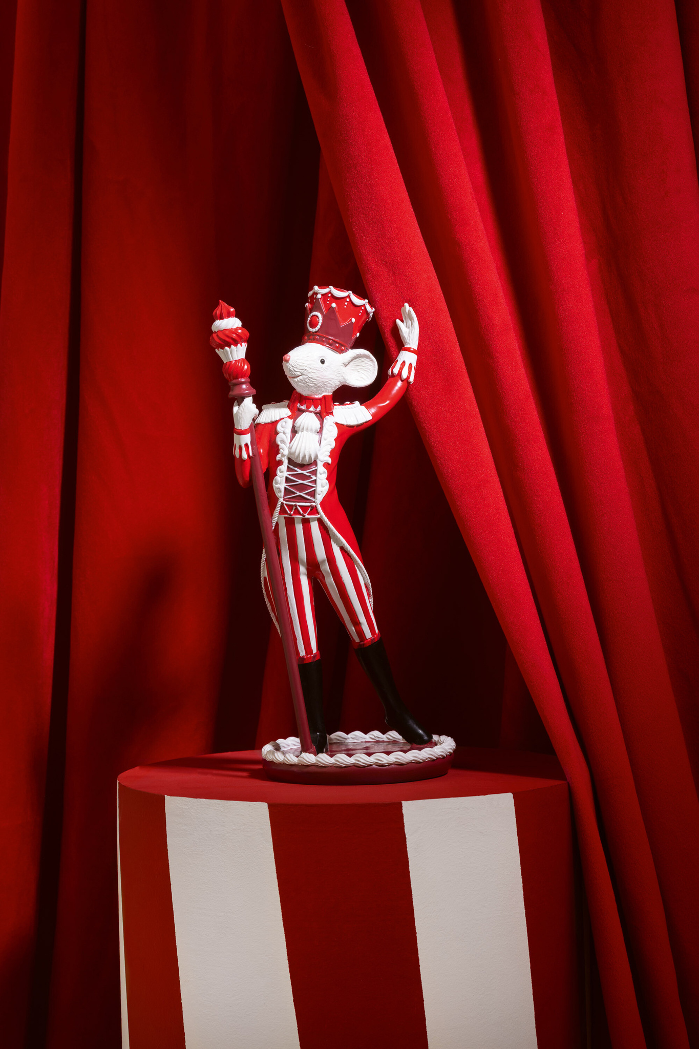 J-LINE MUIS CIRCUS + TAART LIMOENPOEDER KERST ROOD/WIT